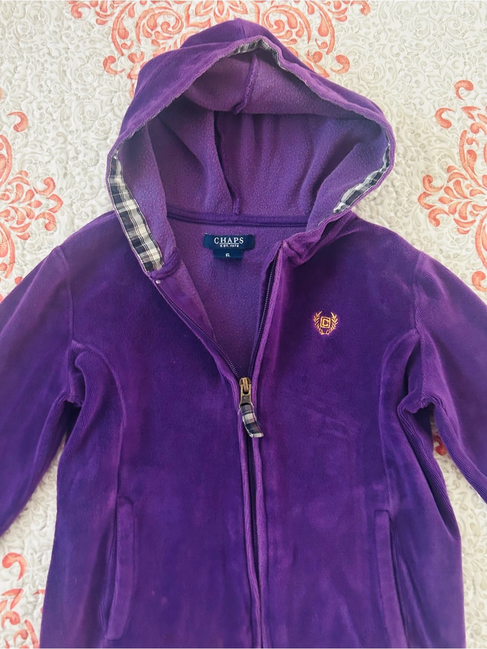 Chaps Kids Purple Velout Hooded Zip-Up Jacket